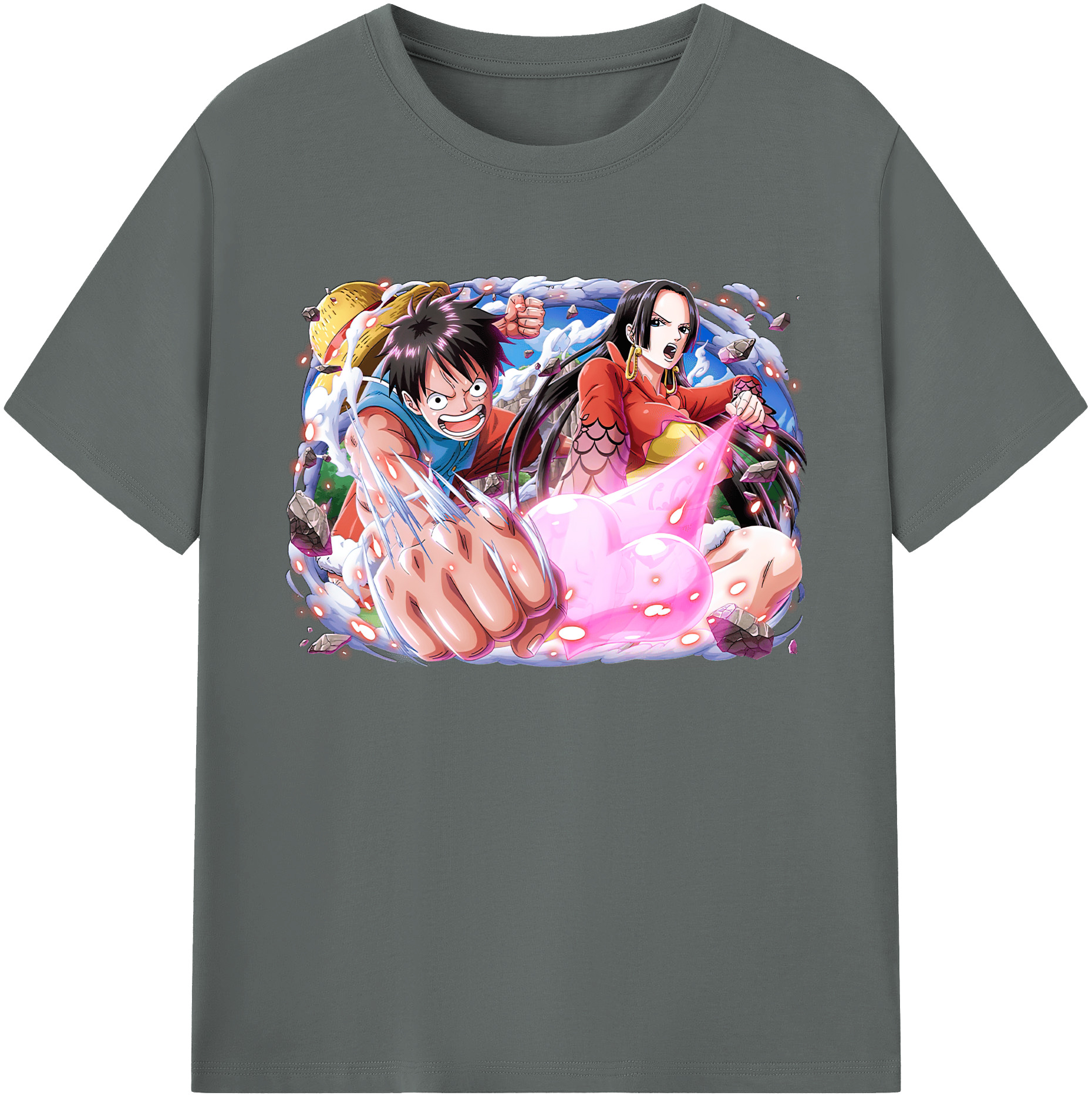 ワンピース モンキー・D・ルフィ ONE PIECE Monkey D. Luffy 綿100％ メンズ半袖Tシャツ｜肌触りやわらか＆通気性